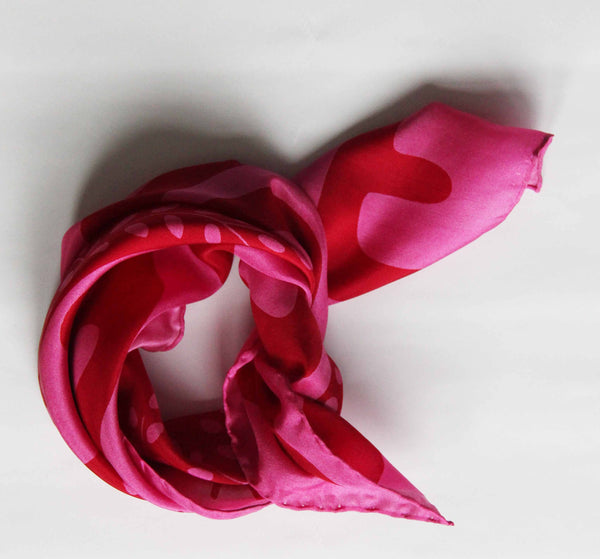 LES BELLES VAGABONDES Mini bufanda Peace and Love fucsia