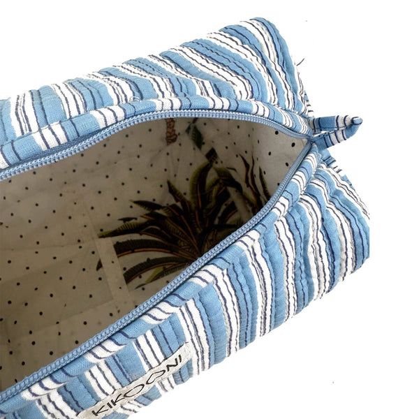 Bolsa de cosméticos hecha a mano «Stripes»: Azul