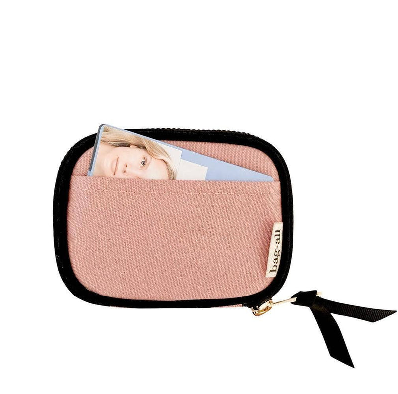 BAG-ALL Billetero pequeño rosa con ribetes negros
