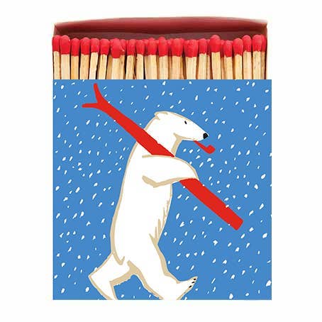 Oso polar esquiando | Square - Christmas Safety Matches 🎄