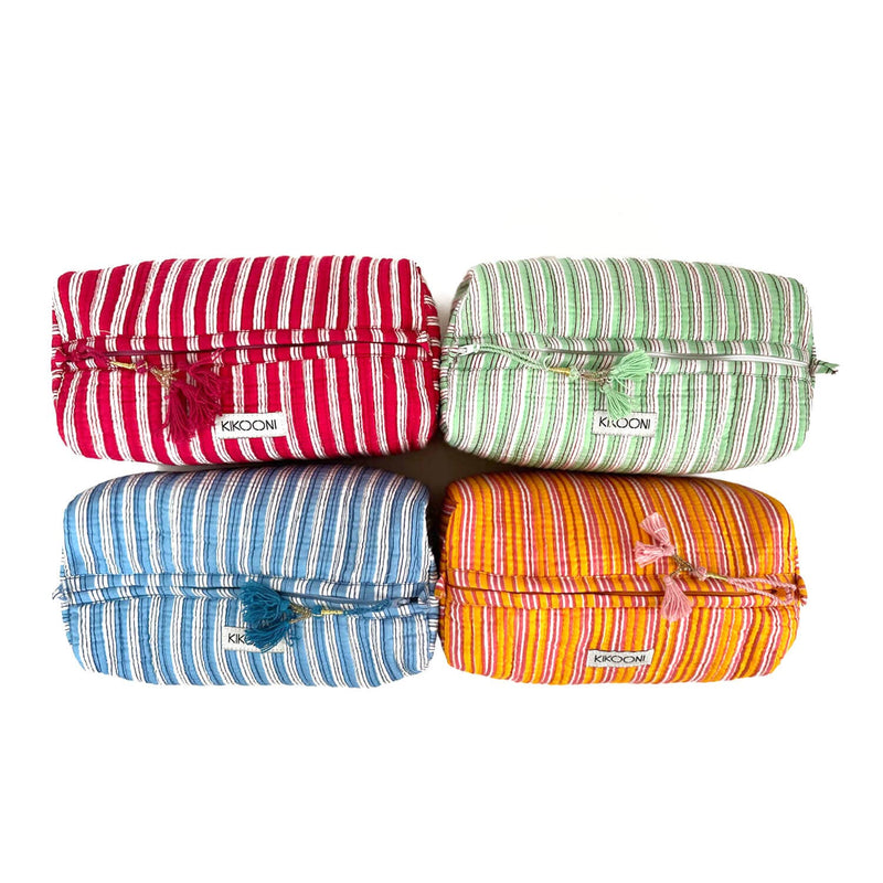 Bolsa de cosméticos hecha a mano «Stripes»: Rojo / Algodón