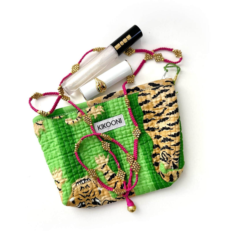 Minibolso hecho a mano «Poppy Tiger green»