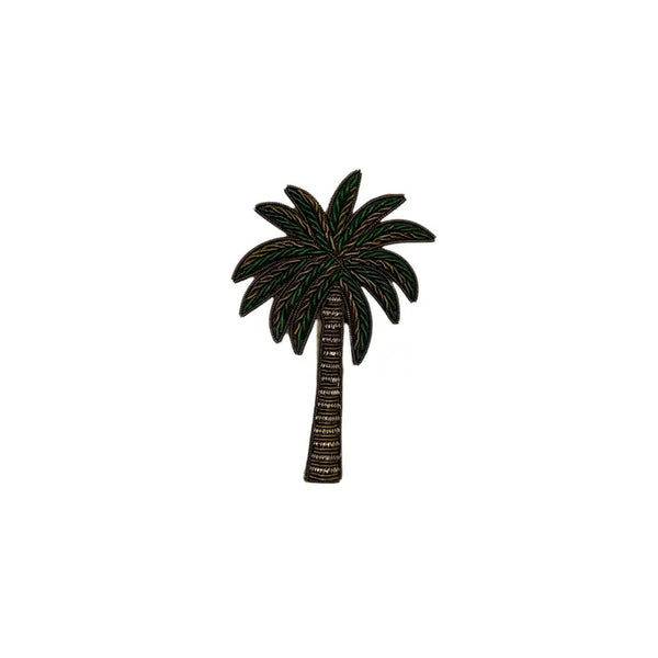 Bolsa de maquillaje con forma de palma de arena y alfiler de palmera, terciopelo reciclado: Grande