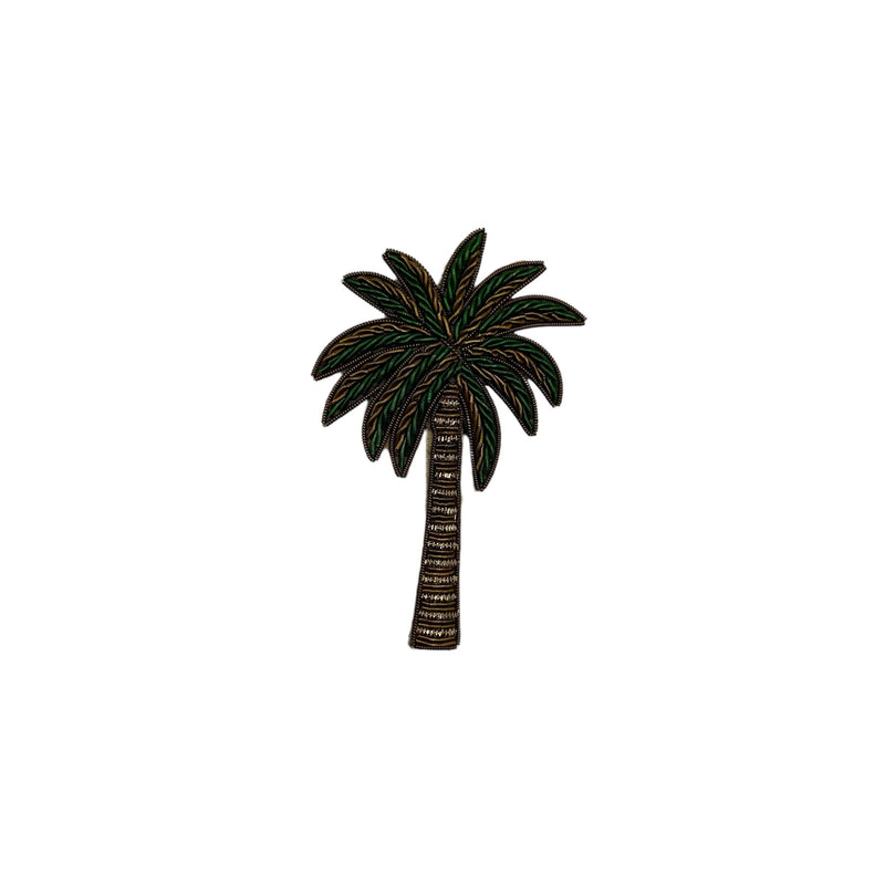 Bolsa de maquillaje Sand Palm con pin de palmera verde