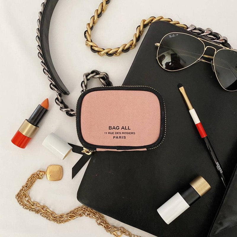 BAG-ALL Billetero pequeño rosa con ribetes negros