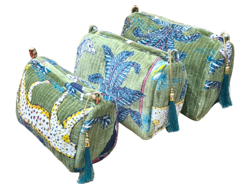 Set de viaje Jungle Velvet de 3 piezas: Verde
