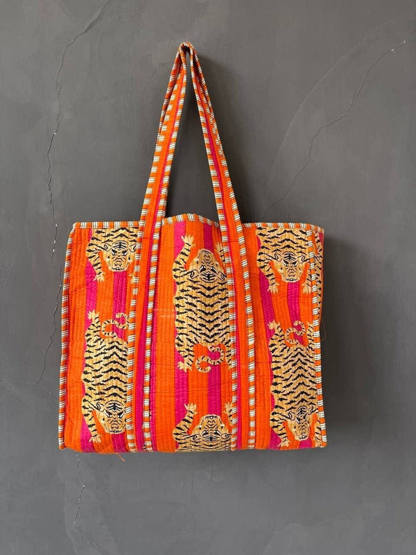Bolso de mano y bolso de con estampado floral acolchado de algodón hecho a mano