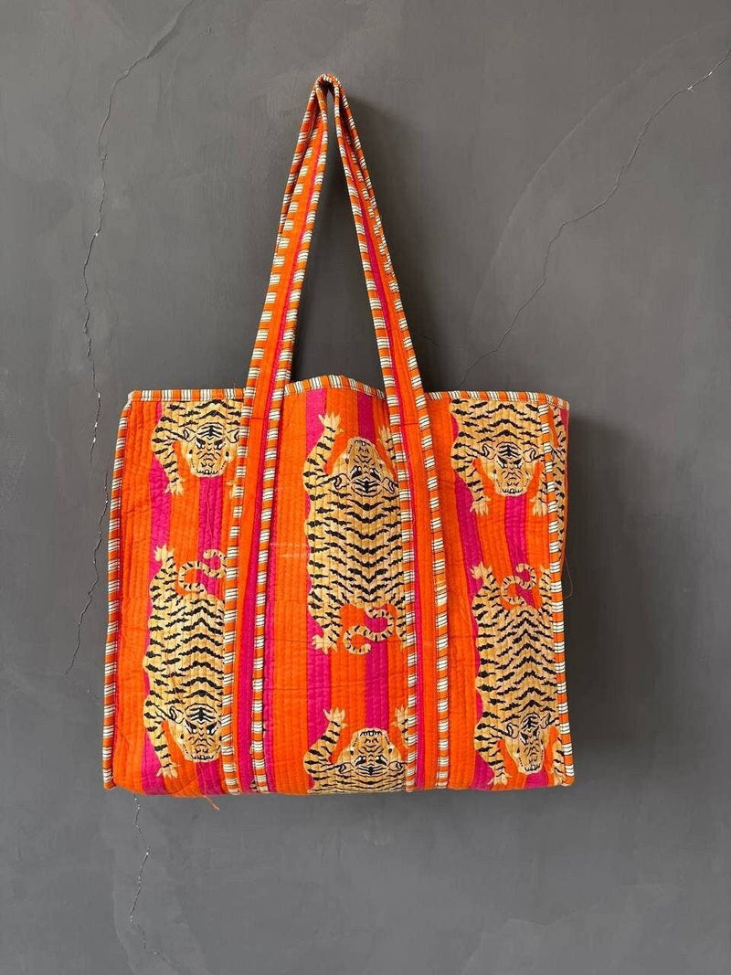 Bolso de mano y bolso de con estampado floral acolchado de algodón hecho a mano