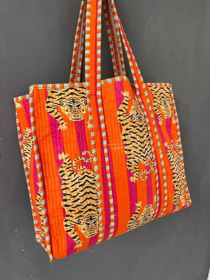 Bolso de mano y bolso de con estampado floral acolchado de algodón hecho a mano
