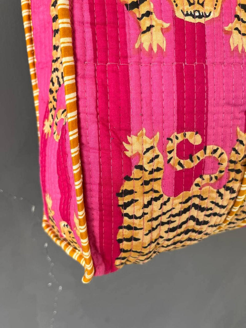 Compras con estampado de tigre grande reversible estampado a mano en algodón