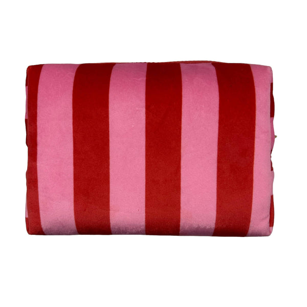 Bolsa de maquillaje de rayas rosas - terciopelo reciclado : Pequeño