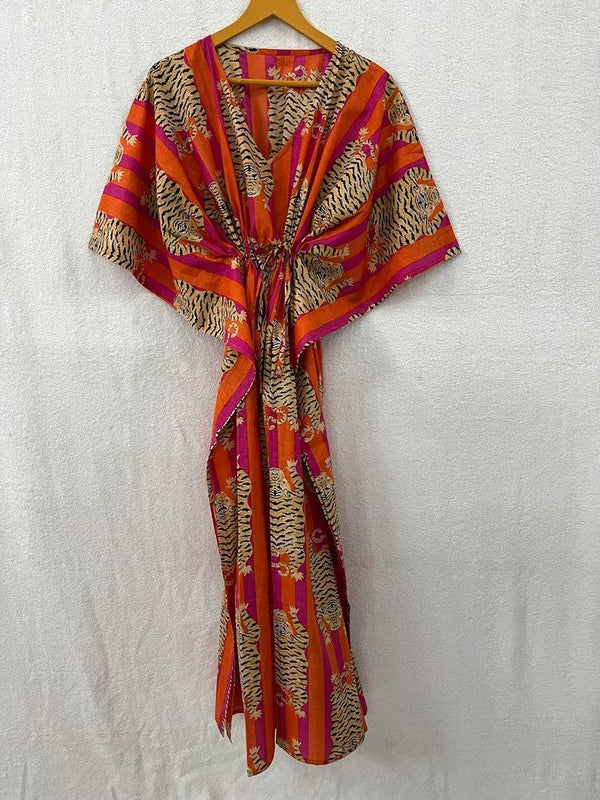 Vestido largo estilo caftán de verano de algodón