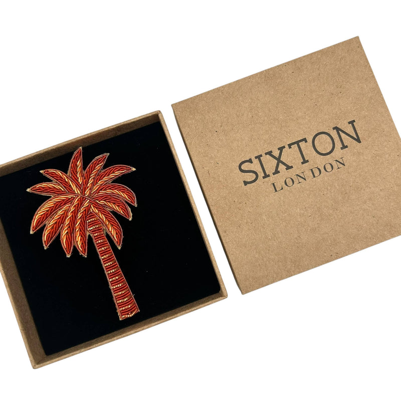 Broche / pin de palmera de coral bordado