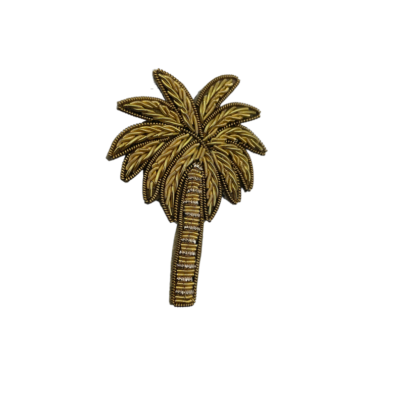 Joyero de viaje a rayas amarillas - Broche de palmera