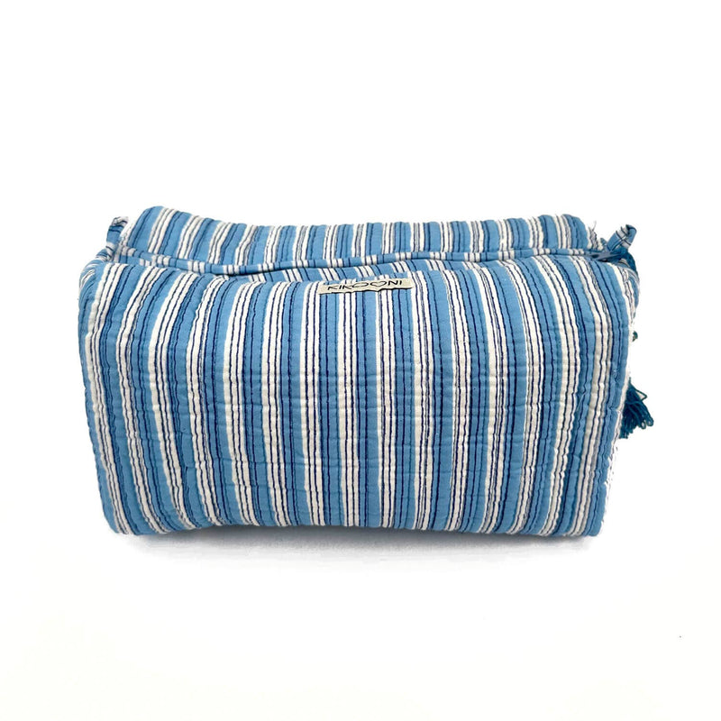 Bolsa de cosméticos hecha a mano «Stripes»: Azul