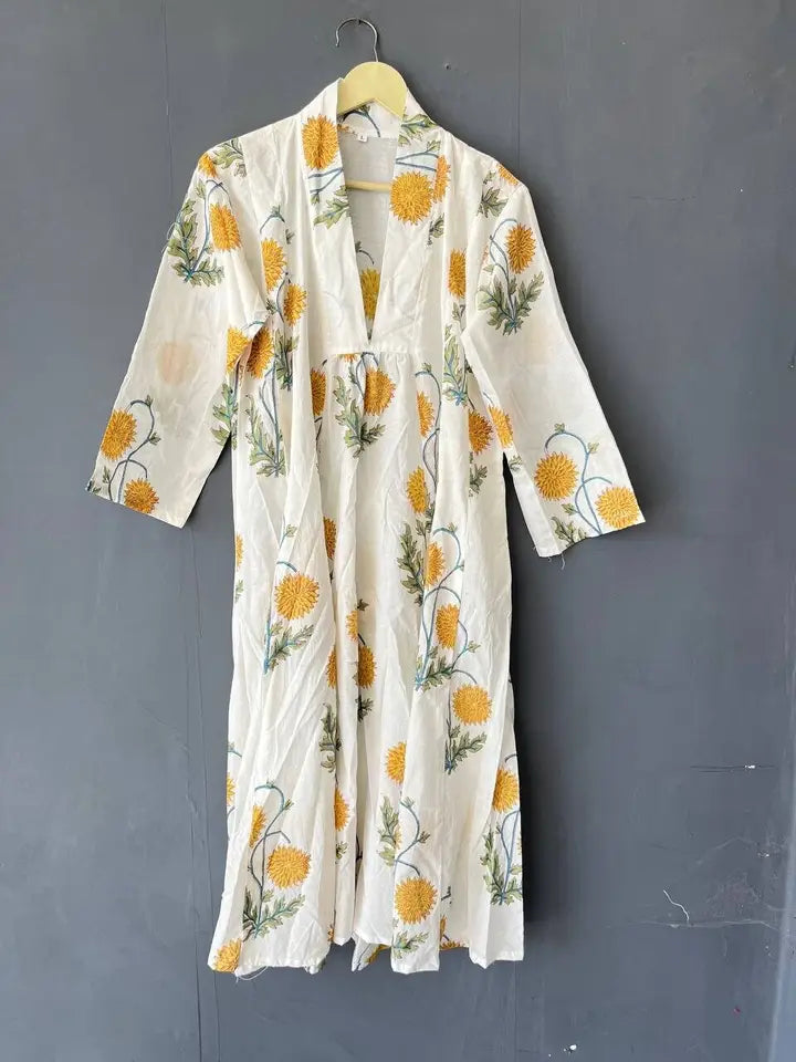 Vestido de algodón estampado a mano VARIOS COLORES