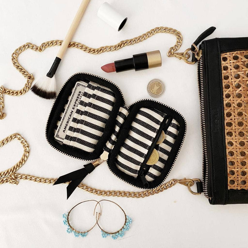 BAG-ALL Billetero pequeño negro con ribetes blancos
