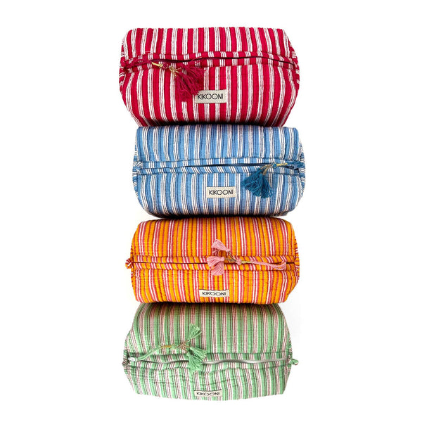Bolsa de cosméticos hecha a mano «Stripes»: Rojo / Algodón