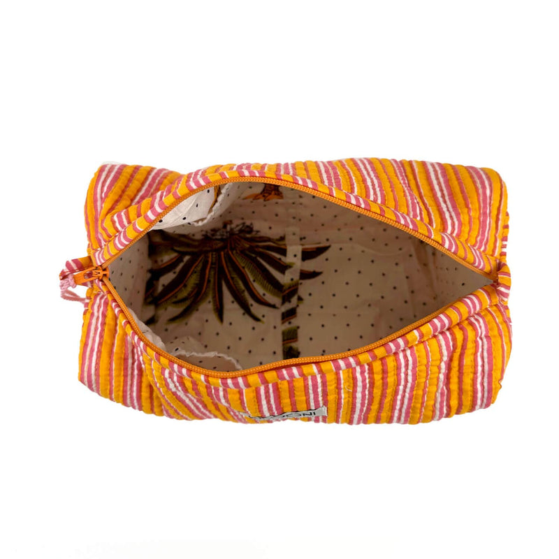 Bolsa de cosméticos hecha a mano «Stripes»: Rojo / Algodón