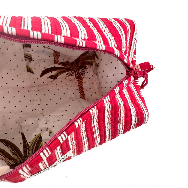 Bolsa de cosméticos hecha a mano «Stripes»: Rojo / Algodón