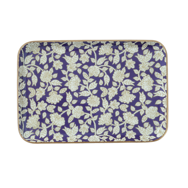 BONHEUR DU JOUR Bandeja bohemia con flores de metal esmaltado Jaya Violine