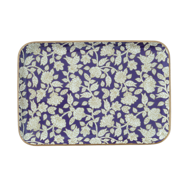 BONHEUR DU JOUR Bandeja bohemia con flores de metal esmaltado Jaya Violine
