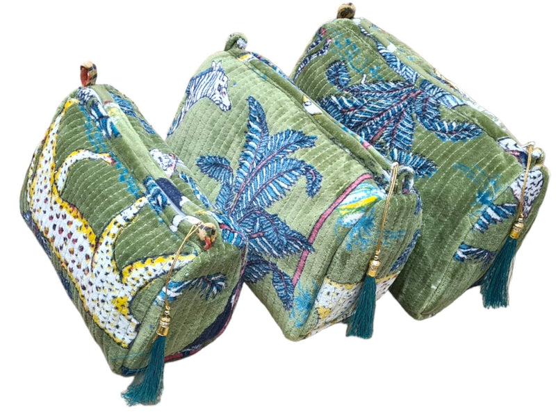 Set de viaje Jungle Velvet de 3 piezas: Verde
