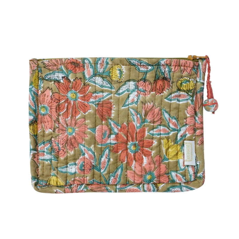 BONHEUR DU JOUR  Bolsa pequeña acolchada con estampado de flores indias