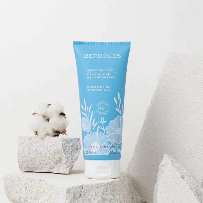 BERDOUES Gel de ducha de almizcle blanco y lino