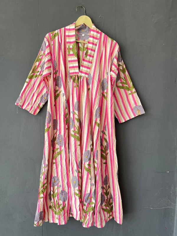 Vestido de algodón estampado a mano VARIOS COLORES