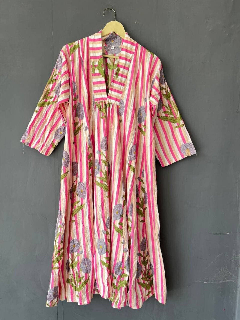Vestido de algodón estampado a mano VARIOS COLORES