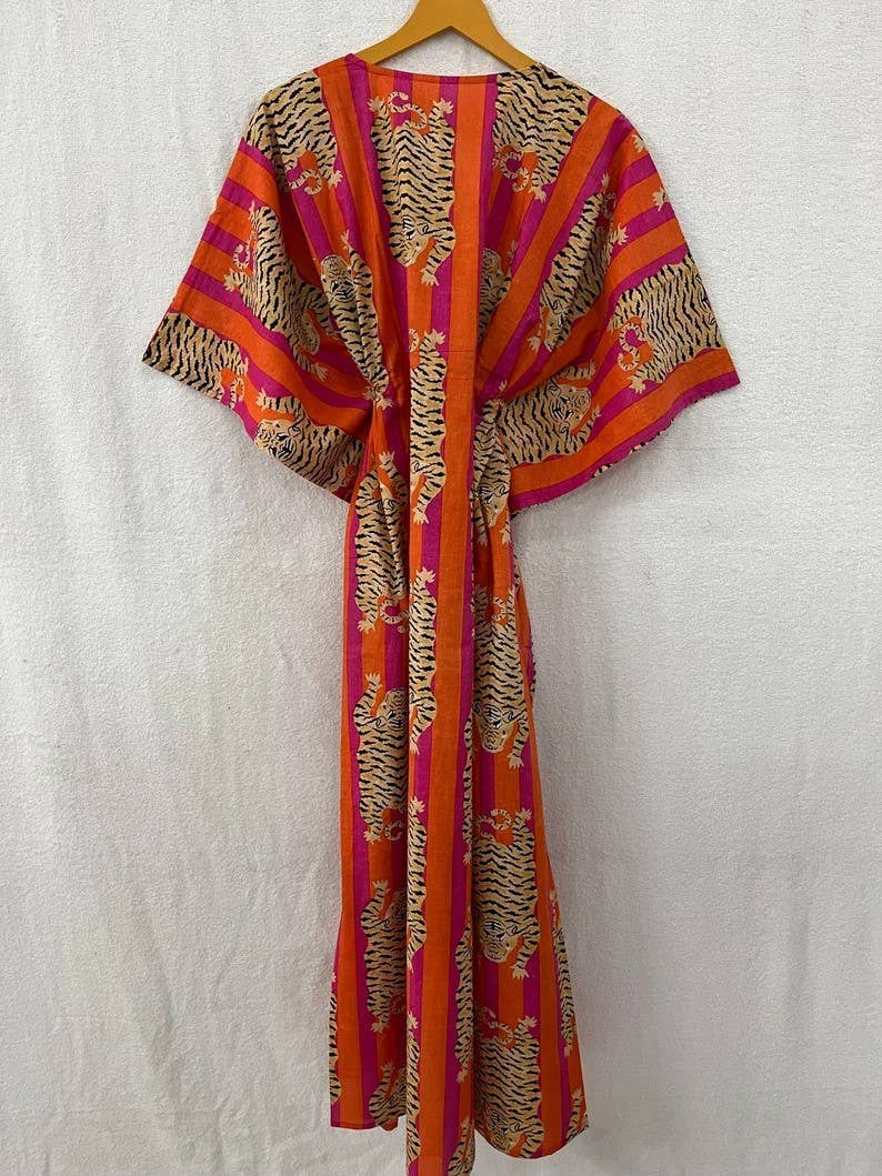 Vestido largo estilo caftán de verano de algodón