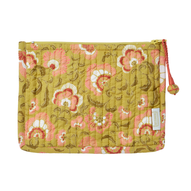 BONHEUR DU JOUR  Bolsa pequeña acolchada con estampado de flores indias