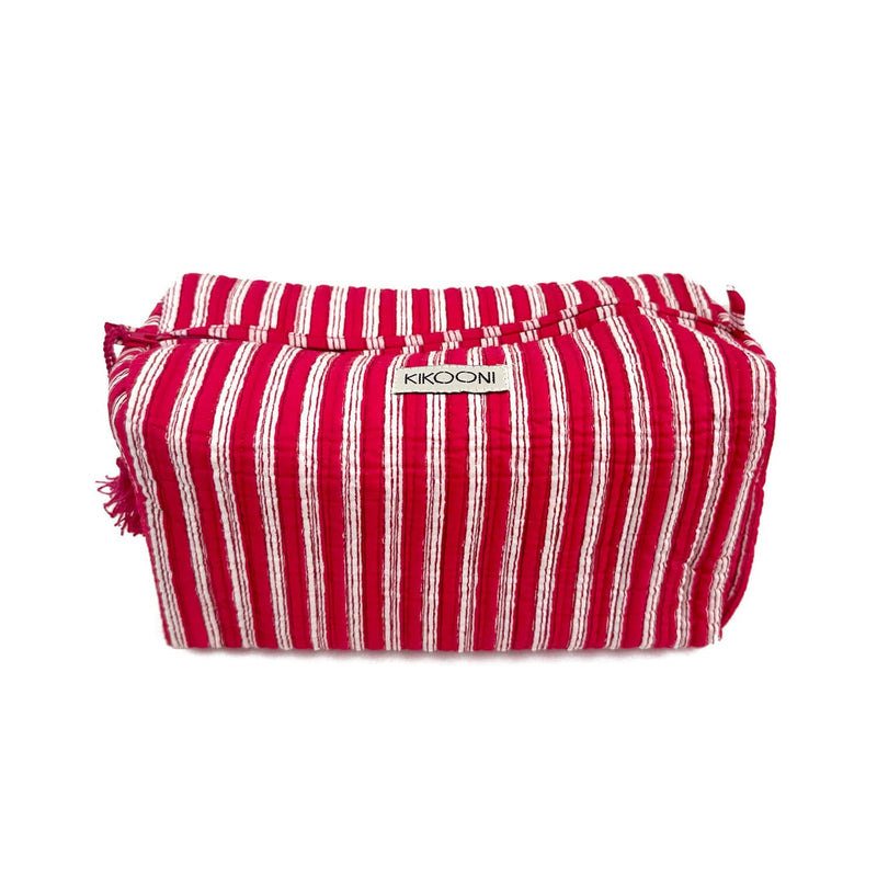 Bolsa de cosméticos hecha a mano «Stripes»: Rojo / Algodón