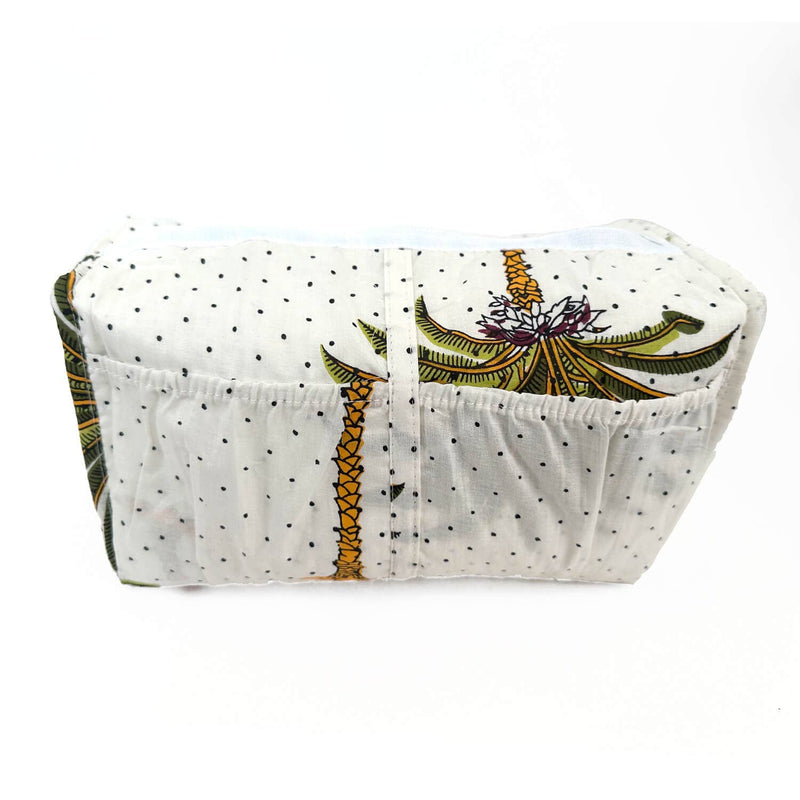 Bolsa de cosméticos hecha a mano «Stripes»: Verde / Algodón