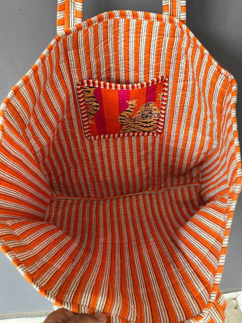 Bolso de mano y bolso de con estampado floral acolchado de algodón hecho a mano