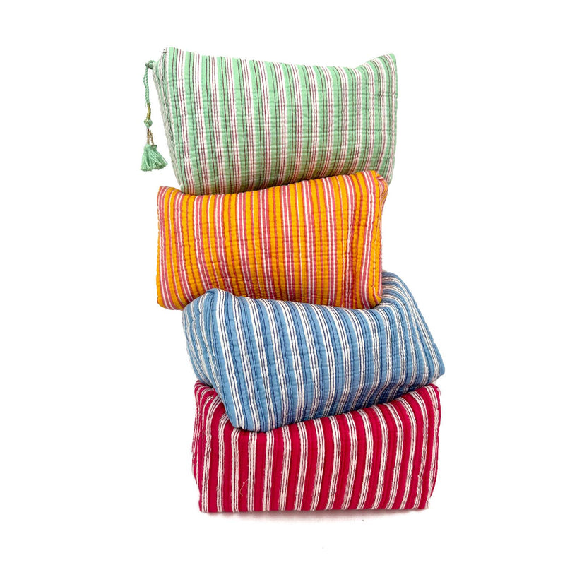 Bolsa de cosméticos hecha a mano «Stripes»: Rojo / Algodón