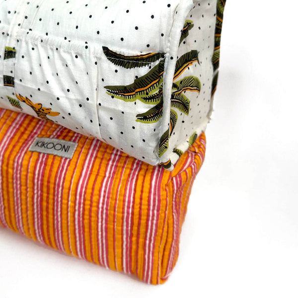 Bolsa de cosméticos hecha a mano «Stripes»: Naranja / Algodón