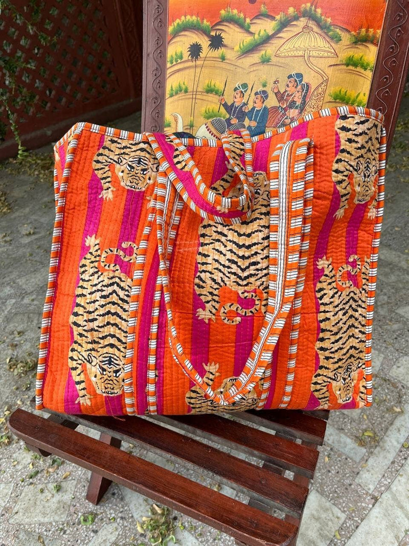 Bolso de mano y bolso de con estampado floral acolchado de algodón hecho a mano