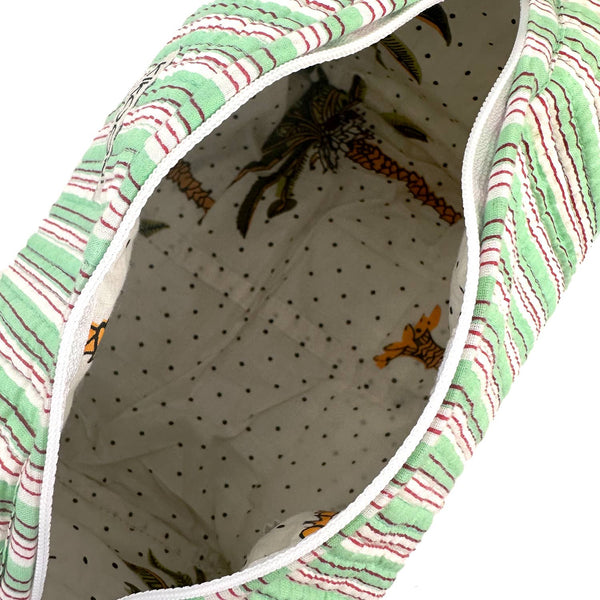 Bolsa de cosméticos hecha a mano «Stripes»: Verde / Algodón