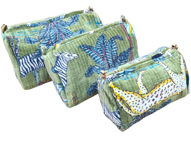 Set de viaje Jungle Velvet de 3 piezas: Verde