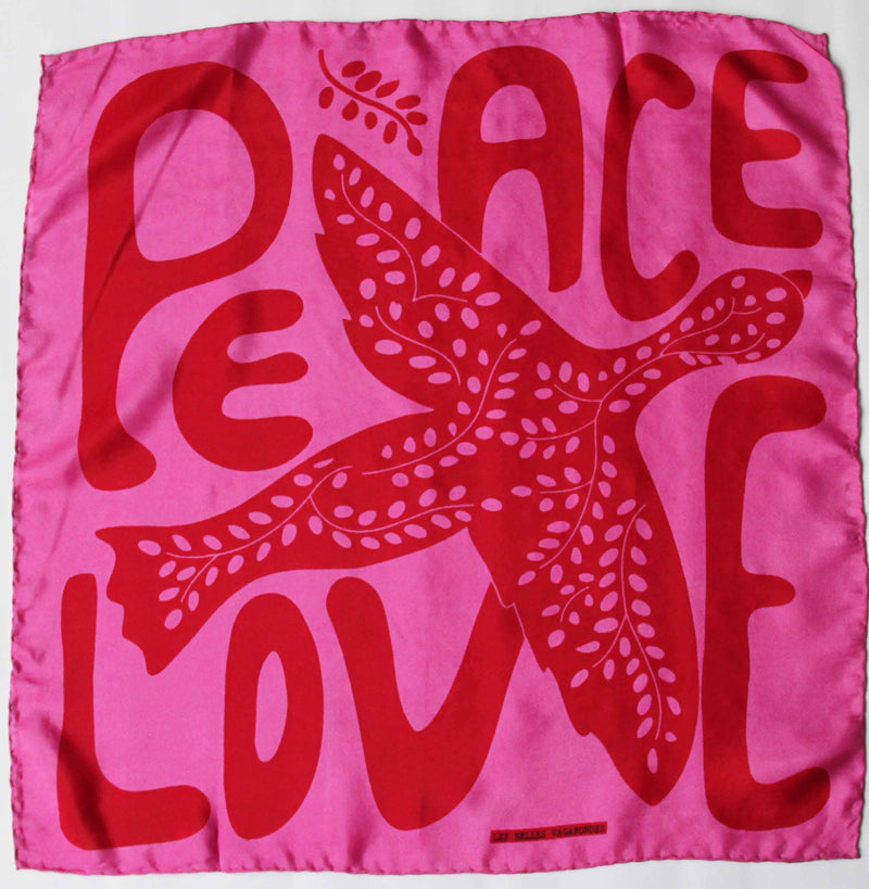 LES BELLES VAGABONDES Mini bufanda Peace and Love fucsia