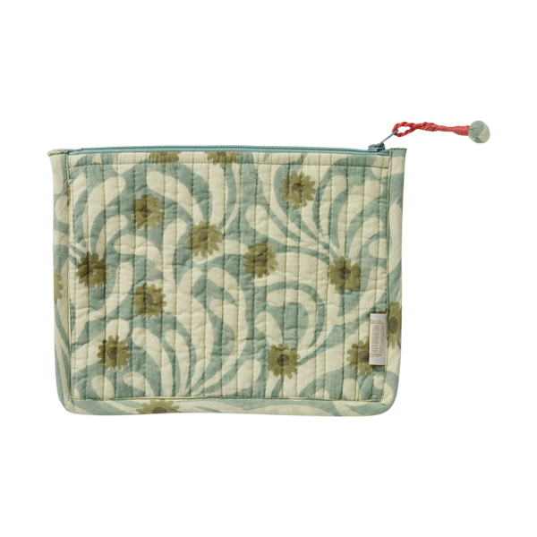BONHEUR DE JOUR Bolsa con estampado de flores indias, amapolas, azul y verde