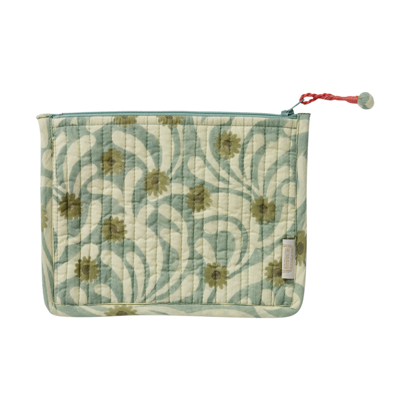 BONHEUR DE JOUR Bolsa con estampado de flores indias, amapolas, azul y verde