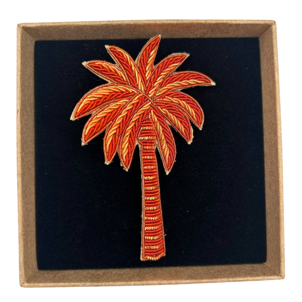Broche / pin de palmera de coral bordado