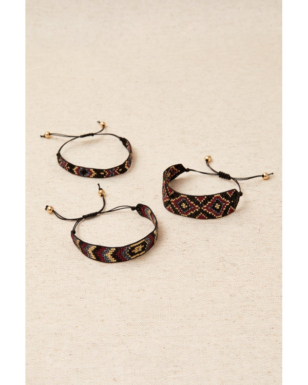 LATIDO Pulseras cordón boho trío colores