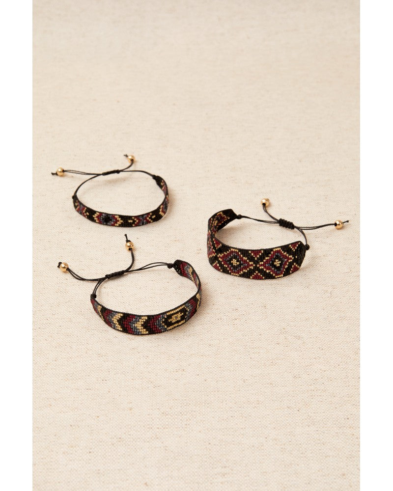 LATIDO Pulseras cordón boho trío colores