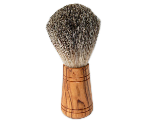 Brocha de afeitar de pelo de tejón «Sir George» con mango de madera de olivo