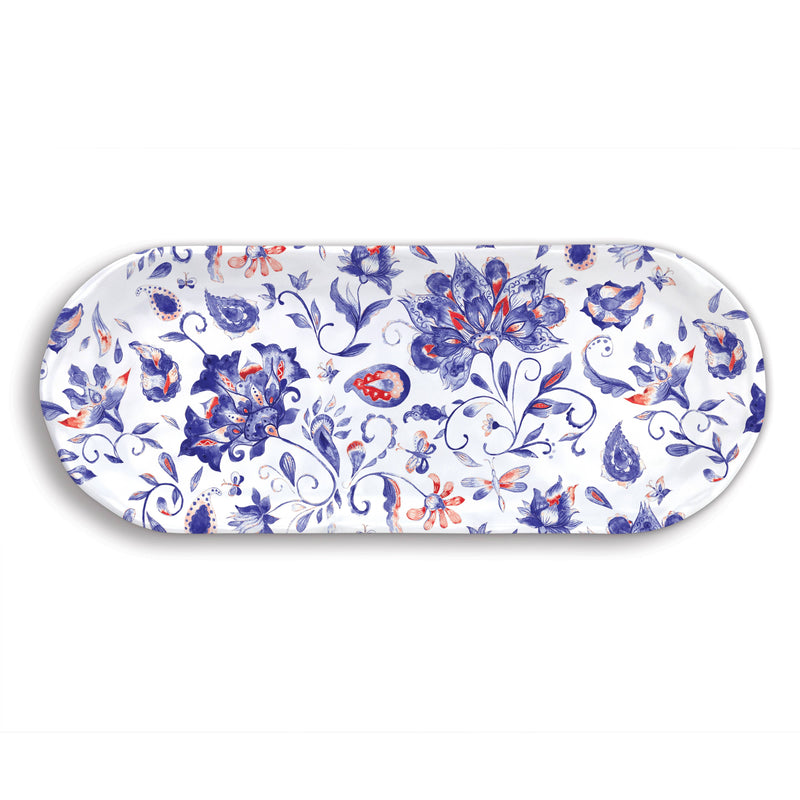 Plato largo rectangular de melamina - Paisley & Plaid