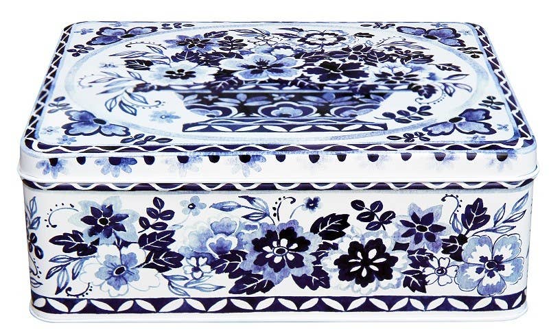 Caja metálica rectangular GM - Azul y blanco